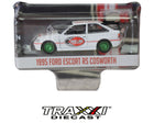 1995 Ford Escort RS Cosworth Red Line Green Machine Chase by GreenLight in 1:64 scale with white paint, Red Line graphics and green wheels.