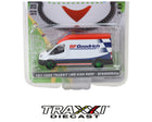 2017 Ford Transit LWB High Roof BFGoodrich Green Machine Chase by GreenLight in 1:64 scale with branded livery and metallic green wheels.
