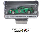 2020 Chevrolet Corvette C8 Stingray Indy 500 Green Chrome Chase by GreenLight in 1:64 scale with metallic green finish and event graphics.