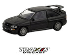 GreenLight 1:64 1994 Ford Escort RS Cosworth black hatchback front three-quarter view with whale-tail rear spoiler