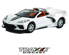 2020 Chevrolet Corvette Convertible GreenLight 1:64 white C8 Corvette with orange interior shown in front three-quarter view