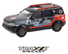 Side profile of Ford Bronco Sport rally SUV with Rebelle Rally graphics and sponsor logos.