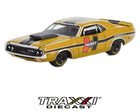Front angle view of 1970 Dodge Challenger R/T Running on Empty Series 14 diecast by GreenLight.