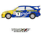 GreenLight 1994 Ford Escort RS Cosworth Pilot livery 1:64 scale rally hatchback side view.