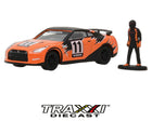 Front angle view of the 2011 Nissan GT-R R35 diecast by GreenLight with number 11 livery and rear wing.