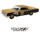 1963 Chevrolet Impala #13 Smokey Yunick race car front three-quarter view showing 427 H.P. markings and sponsor graphics