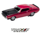 Johnny Lightning 1970 Plymouth AAR Cuda in Moulin Rouge front three-quarter view