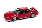 2000 Chevy Monte Carlo SS Pace Car Johnny Lightning 1:64 diecast in Torch Red with silver graphics front three-quarter view.