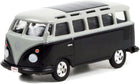 1962 Volkswagen Type II T1 Custom Bus black and white GreenLight 1:64 diecast front three-quarter view