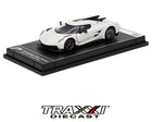Koenigsegg Jesko Absolut Crystal White Poster Cars 1:64 diecast model mounted on display stand