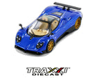 Front three-quarter view of blue Pagani Zonda F Poster Cars Hypercar League Collection model